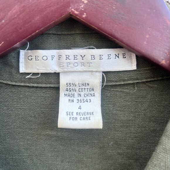 Geoffrey Beene Olive Green Linen Zip Jacket Size 4 - Picture 3 of 4